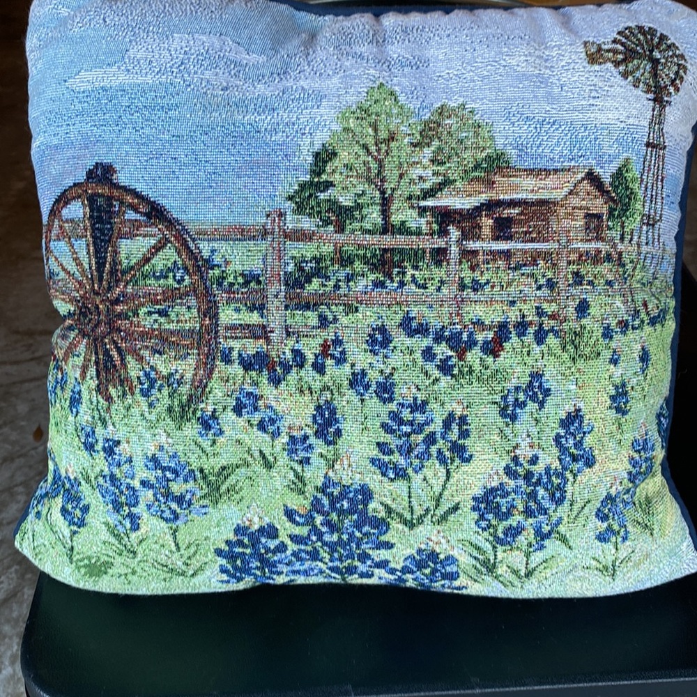 Blue Bonnet Tapestry Pillow - Picture 8 of 8